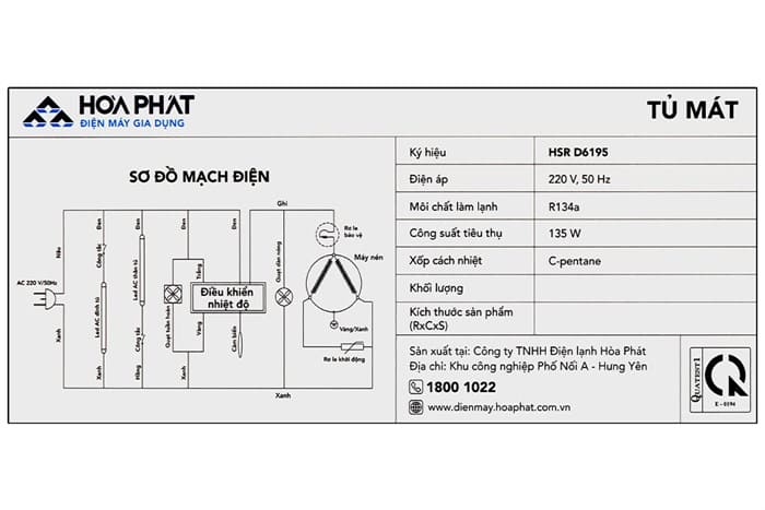 Tủ mát Hoà Phát 195 lít HSR D6195